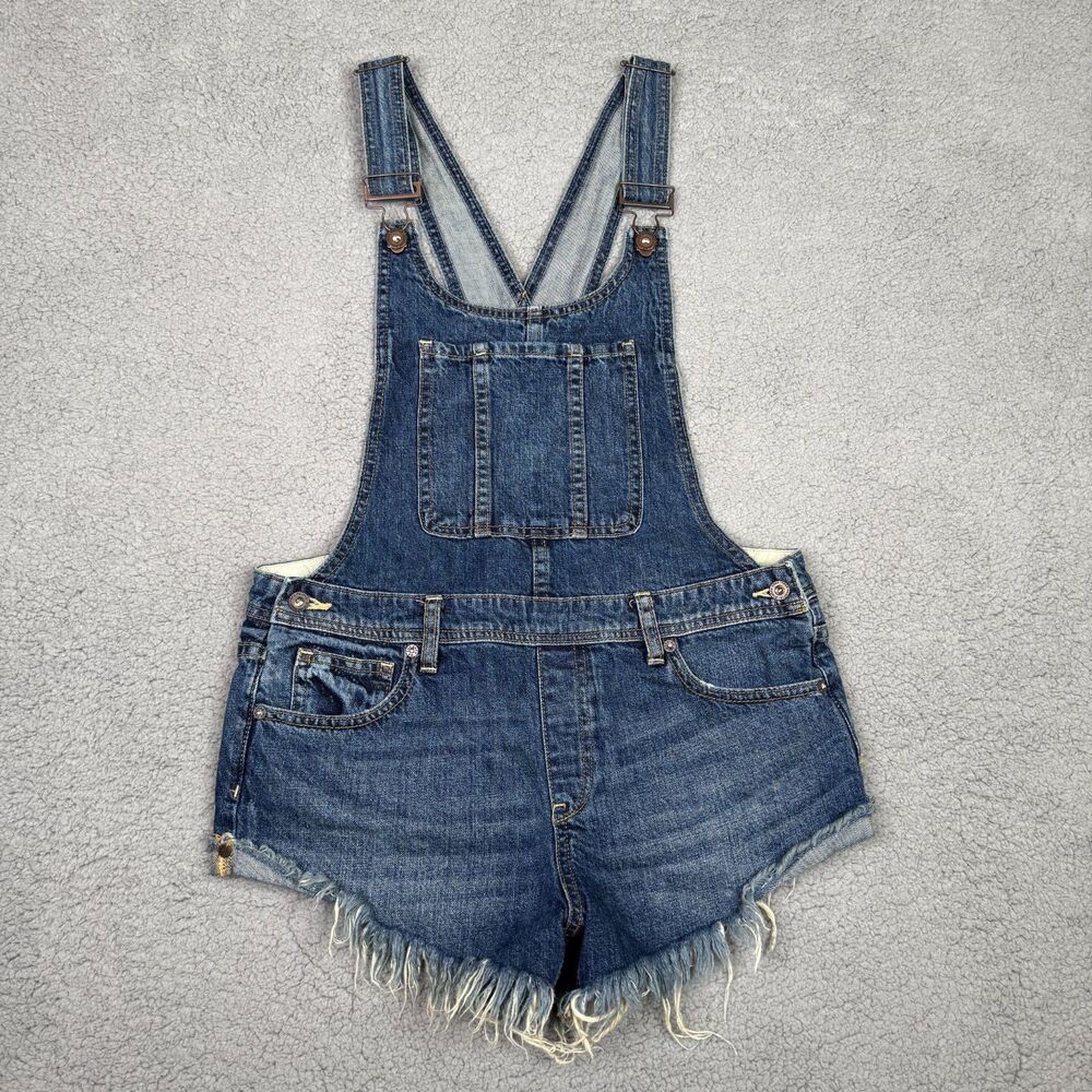 Free People We The Free Denim Shortalls Womens 27 Blue Jean Cutoff Overalls Boho